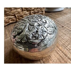 Artesian Style Handcrafted Embossed Metal Trinket Box